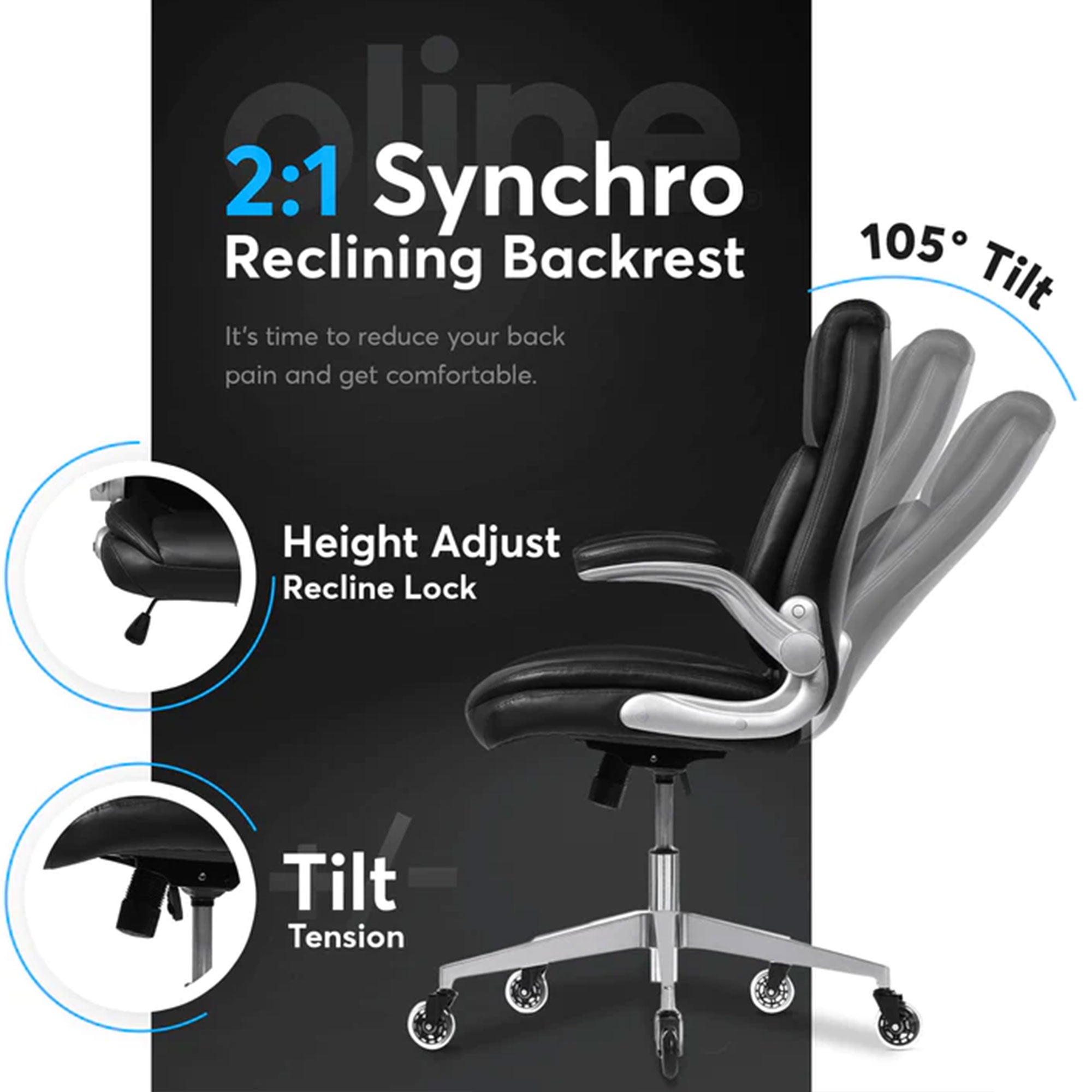 Oline Ergonomic Adjustable Swivel Office Chair w/ Lumbar Support, White (Used) - VMInnovations