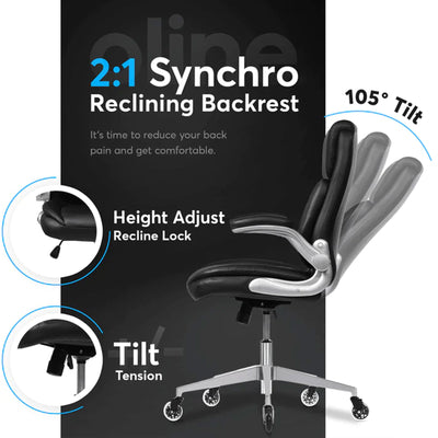 Oline Ergonomic Adjustable Swivel Office Chair w/ Lumbar Support, White (Used) - VMInnovations