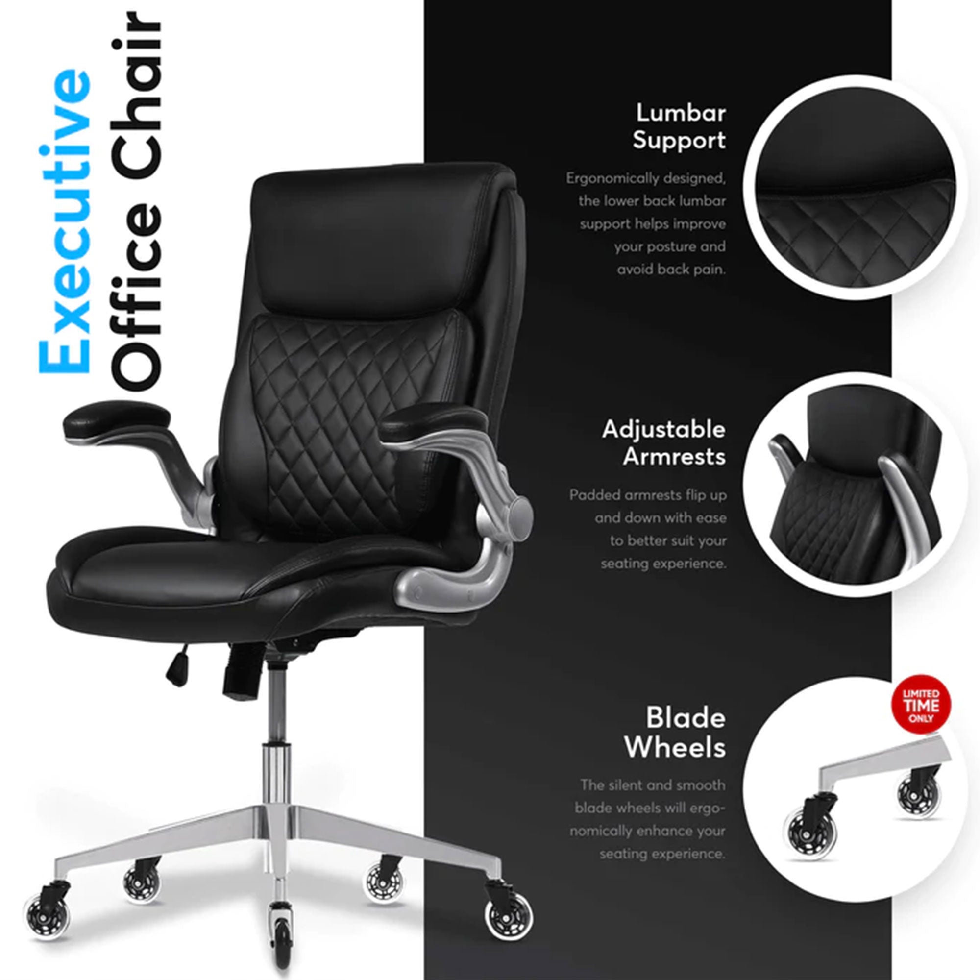 Oline Ergonomic Adjustable Swivel Office Chair w/ Lumbar Support, White (Used) - VMInnovations
