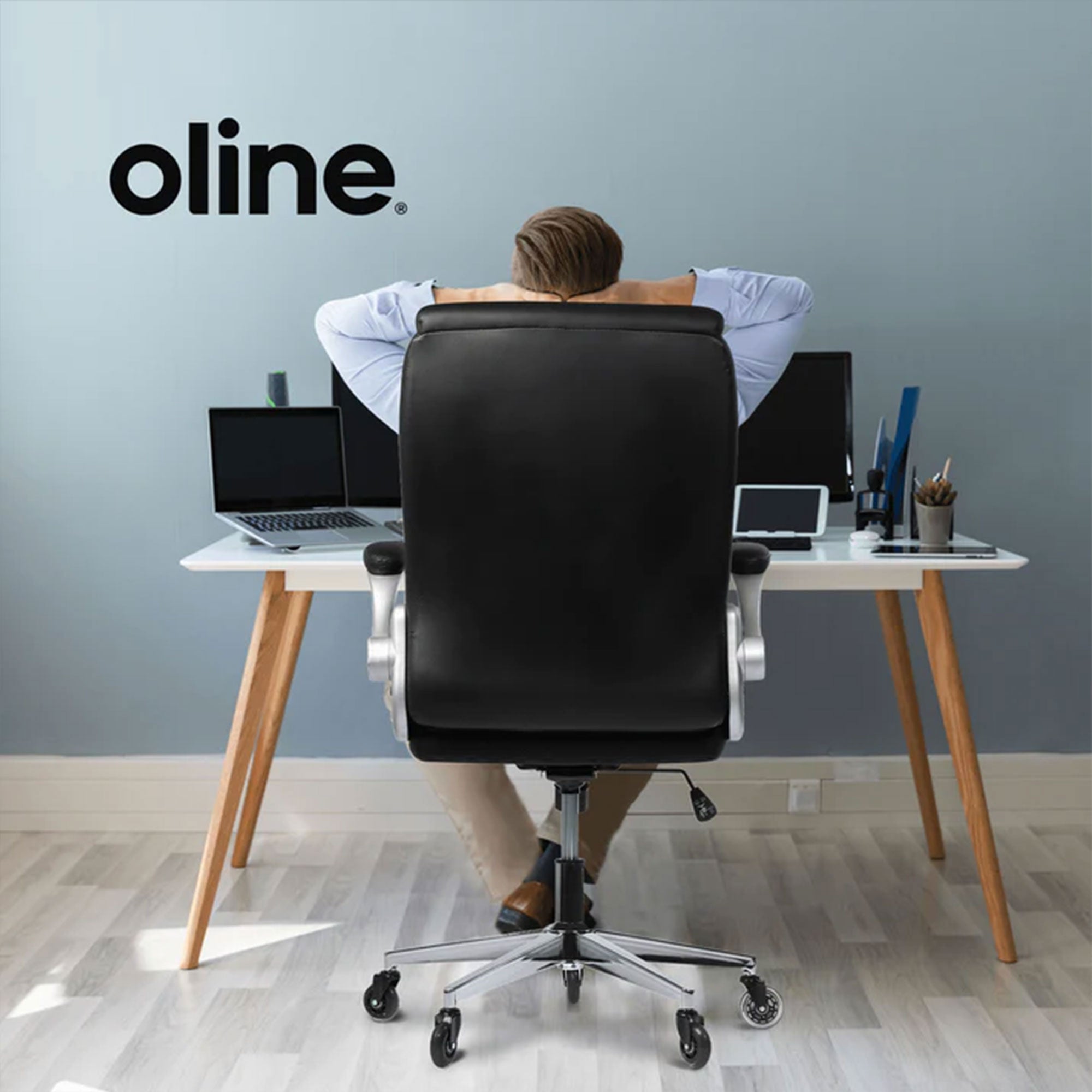 Oline Ergonomic Adjustable Swivel Office Chair w/ Lumbar Support, White (Used) - VMInnovations