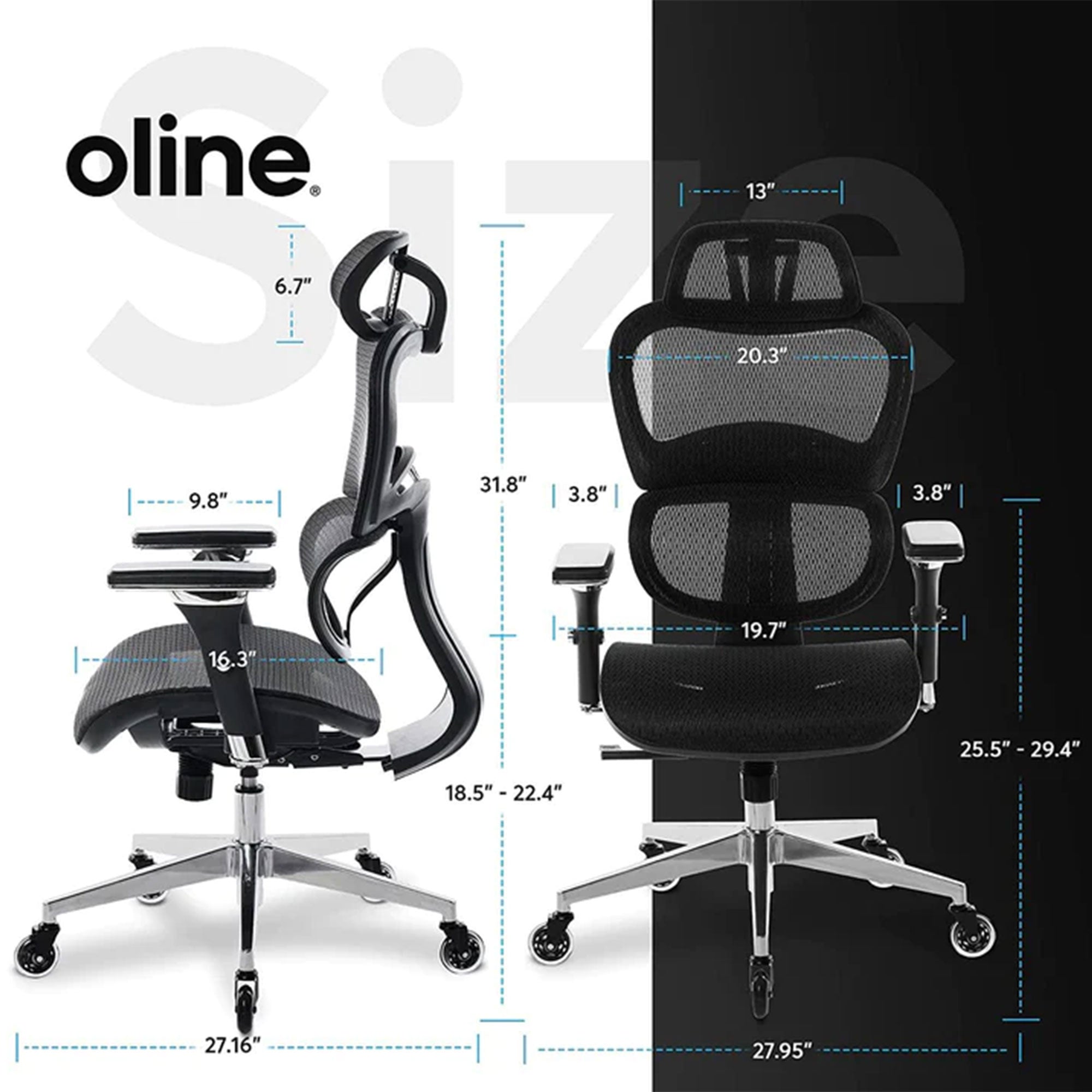 Oline ErgoPro Ergonomic Office Chair with Breathable Mesh Material (Open Box) - VMInnovations