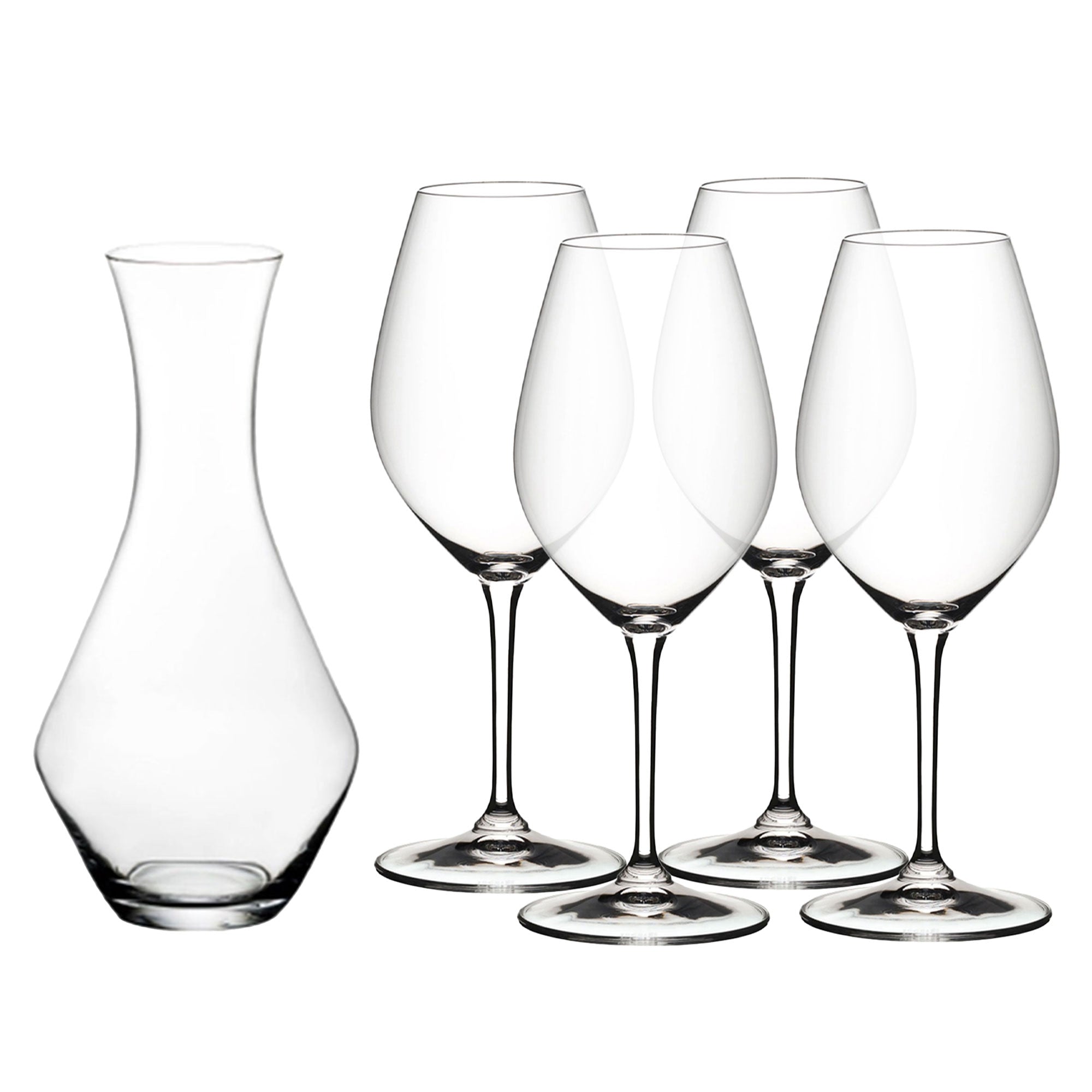 Riedel Classic 34.25 Oz Merlot Red Wine Decanter with Stemmed Glasses, 4 Pieces
