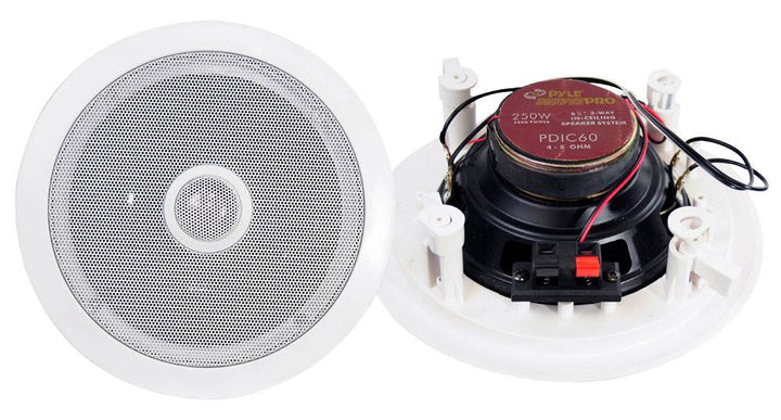 Pyle PDIC60 6.5 Inch 250 Watt 2 Way Round In Wall/Ceiling Home Speakers System