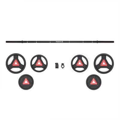 Reebok 91651-1 Twist Lock Weight Lifting Pump Set w/ Cast Iron Core, Black & Red