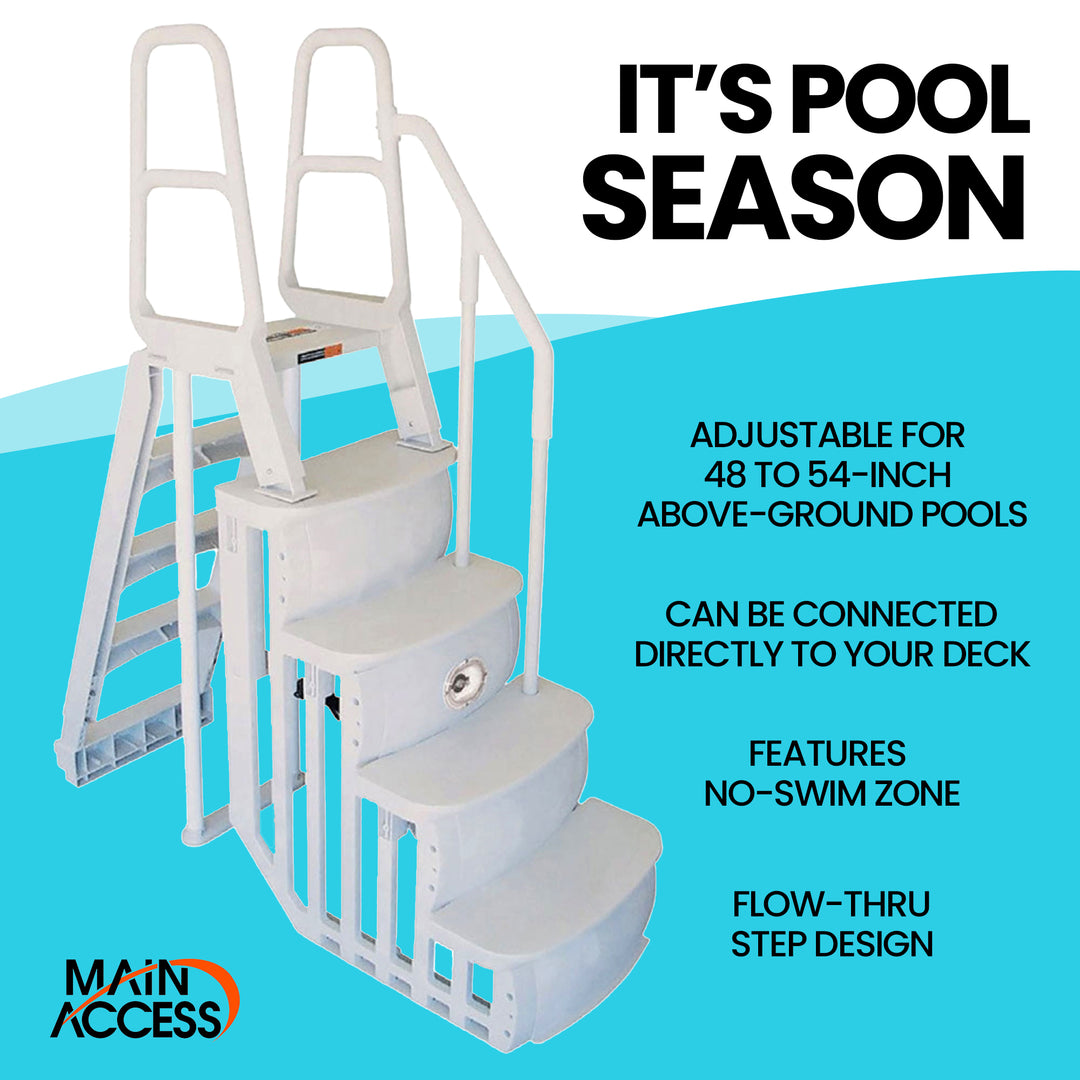 Main Access 48-54 Inch Above Ground Swimming Pool Smart Step and Ladder System