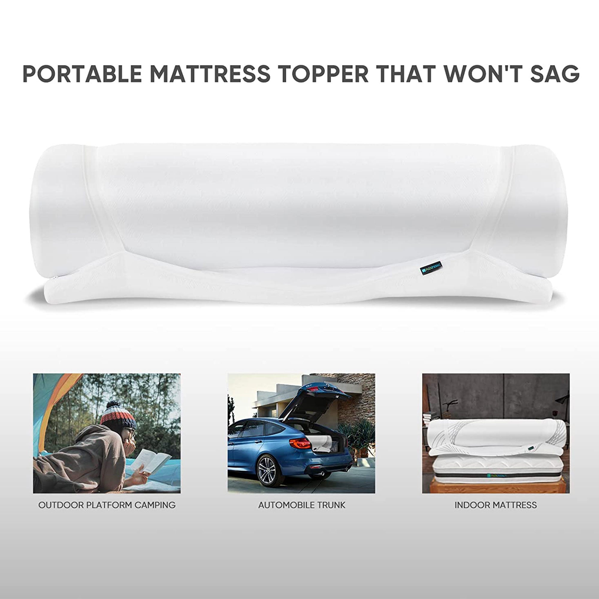 FlexPedic Flex Fresh 2 Inch Gel Infused Memory Foam Mattress Topper (Open Box) - VMInnovations