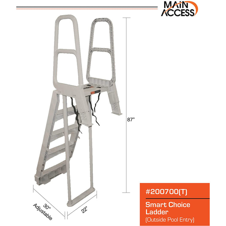 Main Access Smart Choice Incline Outside Above Ground Swim Pool Ladder, Taupe