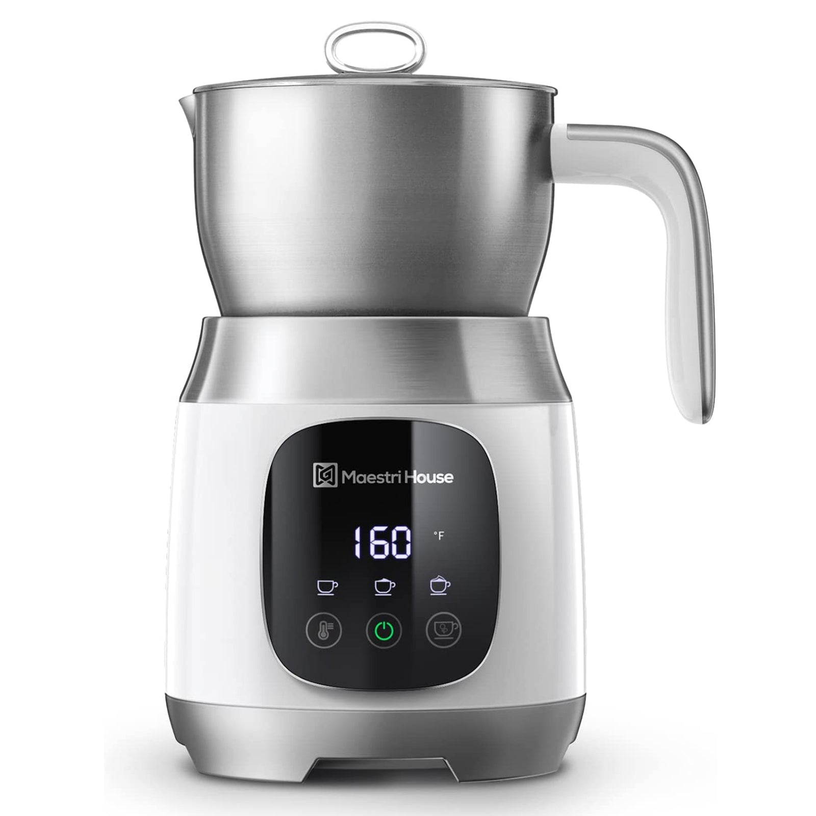 21 Ounce Detachable Smart Touch Digital Milk Frother Pot, White (Used) - VMInnovations