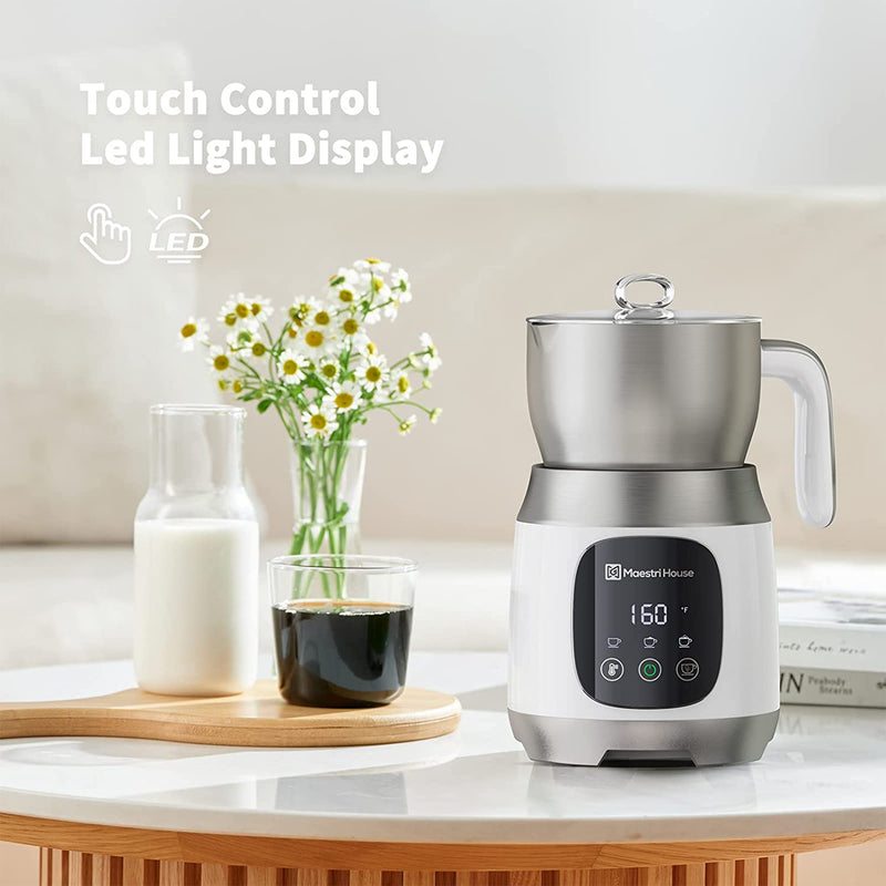 21 Ounce Detachable Smart Touch Digital Milk Frother Pot, White (Used)