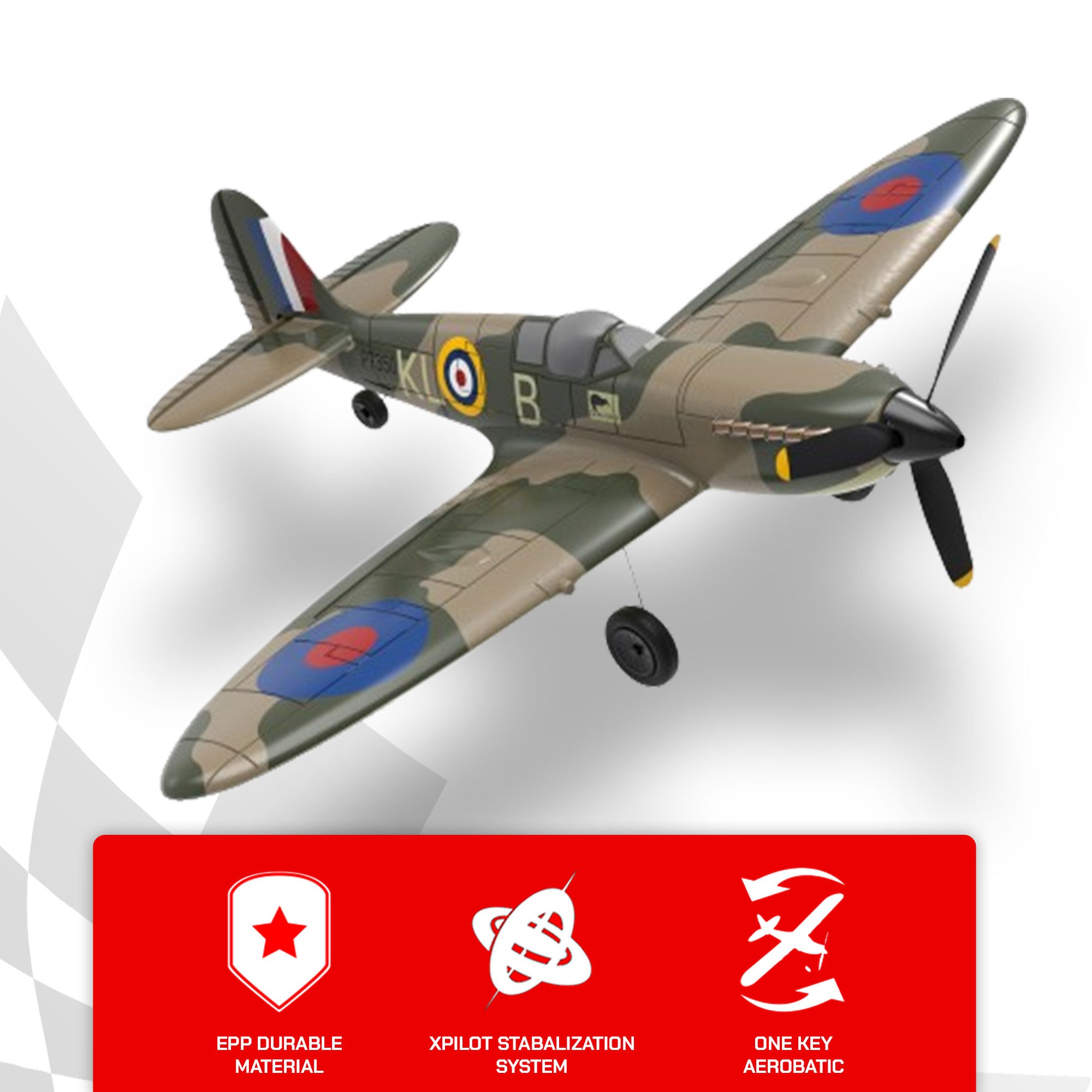 4-CH Spitfire One Key Remote Control Airplane with Xpilot Stabilizer (Used) - VMInnovations