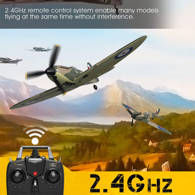 VOLANTEXRC 4-CH Spitfire One Key Remote Control Airplane with Xpilot Stabilizer
