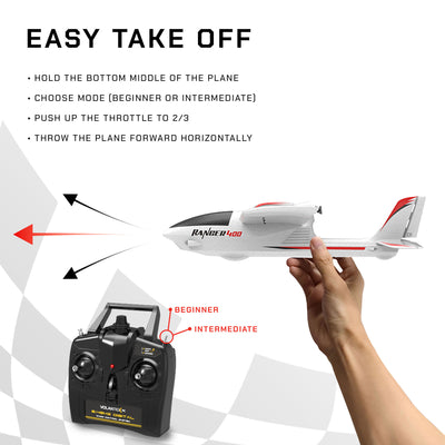 VOLANTEXRC Ranger 400 Key Turn Remote Control Airplane w/Xpilot Stabilizer(Used)