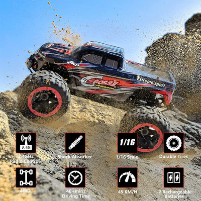 VOLANTEXRC 1:16 Ratio Scale Waterproof Remote Control All Terrain Monster Truck