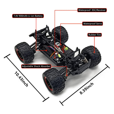 VOLANTEXRC 1:16 Ratio Scale Waterproof Remote Control All Terrain Monster Truck