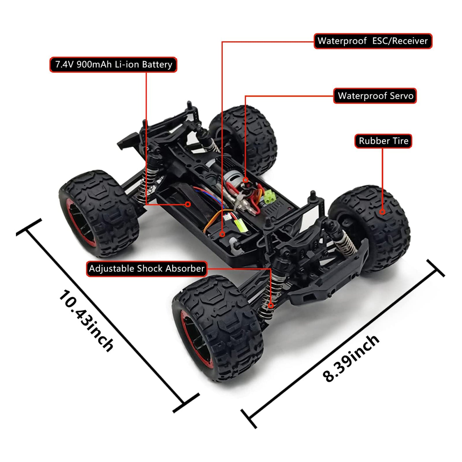 VOLANTEXRC 1:16 Ratio Scale Waterproof Remote Control All Terrain Monster Truck - VMInnovations