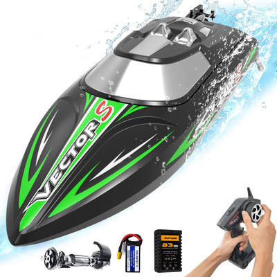 VectorS 30 MPH Remote Control Outdoor Electric Racing Boat, Black (Used)