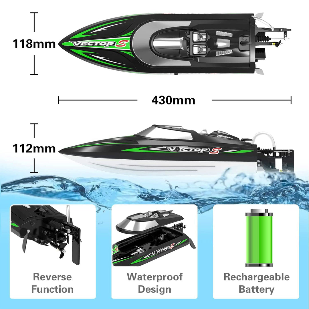 VOLANTEXRC VectorS 30 MPH Remote Control Electric Racing Boat, Black (For Parts)