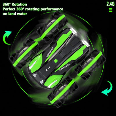 VOLANTEXRC Amphibious Reversible All Terrain Remote Control Stunt Car, Green