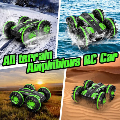 VOLANTEXRC Amphibious Reversible All Terrain Remote Control Stunt Car, Green