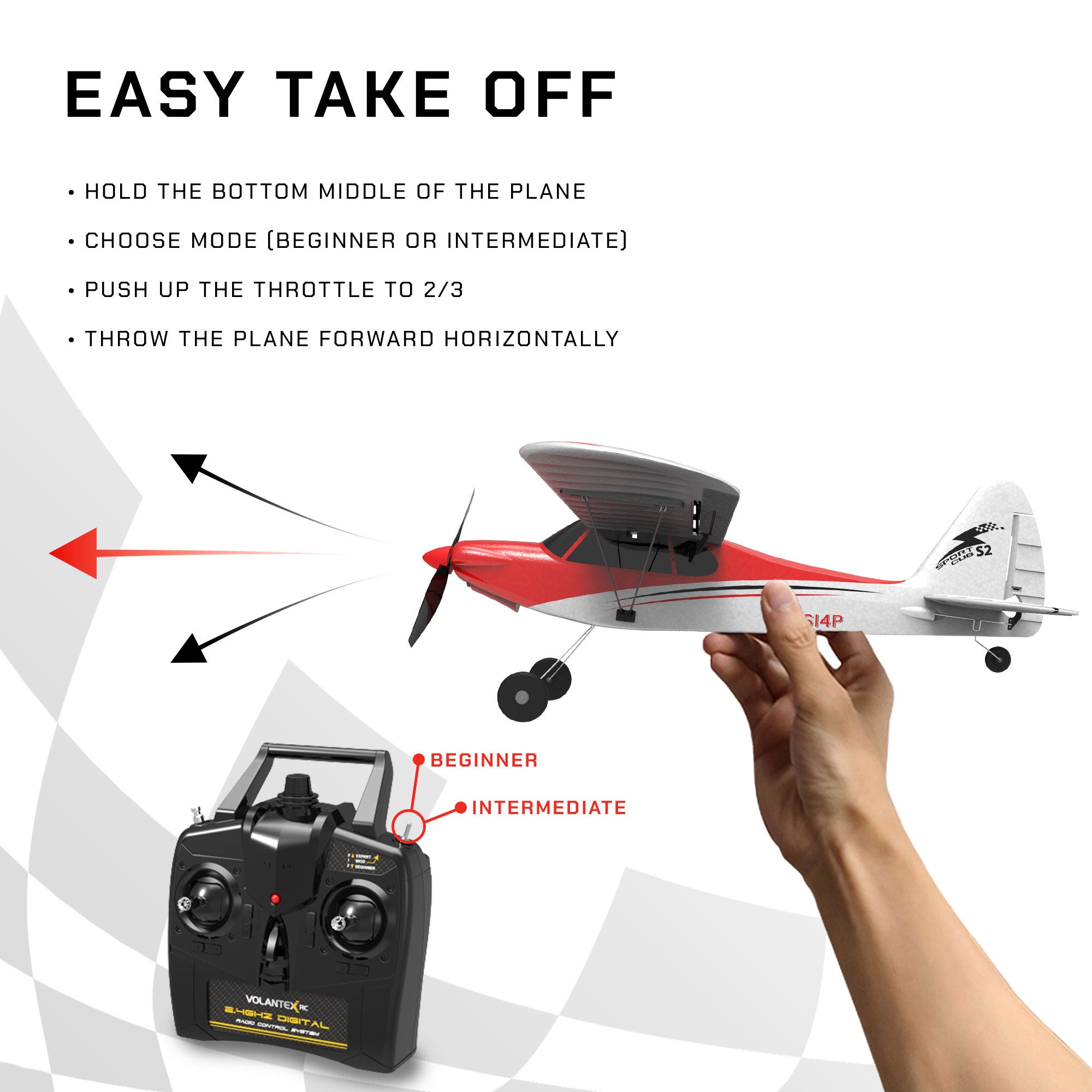 VOLANTEXRC Sport Cub Ready Remote Control Airplane w/Gyro Stabilizer (Open Box) - VMInnovations