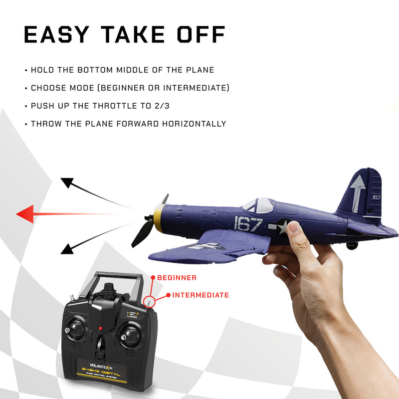 VOLANTEXRC Corsair F4U One Key Turn Remote Control Airplane w/ Xpilot (Open Box)