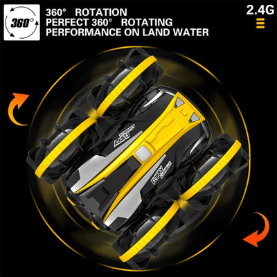 VOLANTEXRC Amphibious Reversible All Terrain Remote Control Stunt Car, Yellow