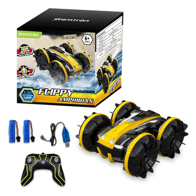 VOLANTEXRC Amphibious Reversible All Terrain Remote Control Stunt Car, Yellow
