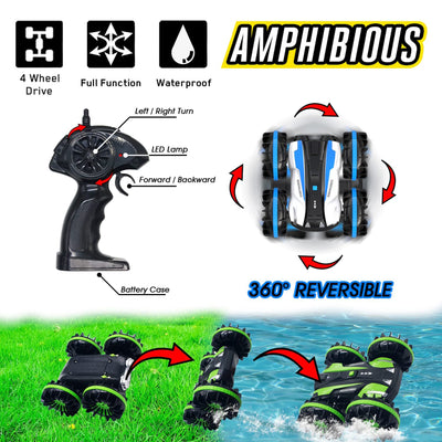 VOLANTEXRC Amphibious Reversible All Terrain Remote Control Stunt Car,Blue(Used) - VMInnovations
