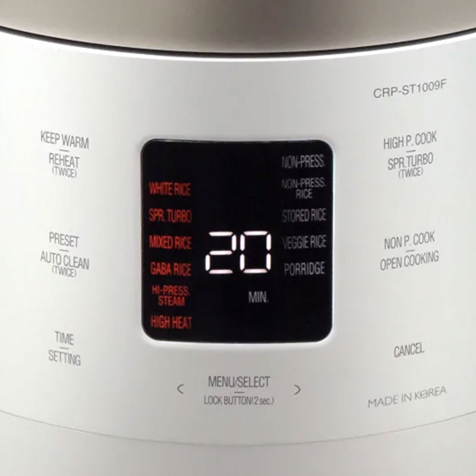 CUCKOO 10 Cup HP Twin Pressure Rice Cooker/Warmer with Nonstick Inner Pot, White