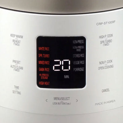 CUCKOO 10 Cup HP Twin Pressure Rice Cooker/Warmer with Nonstick Inner Pot, White