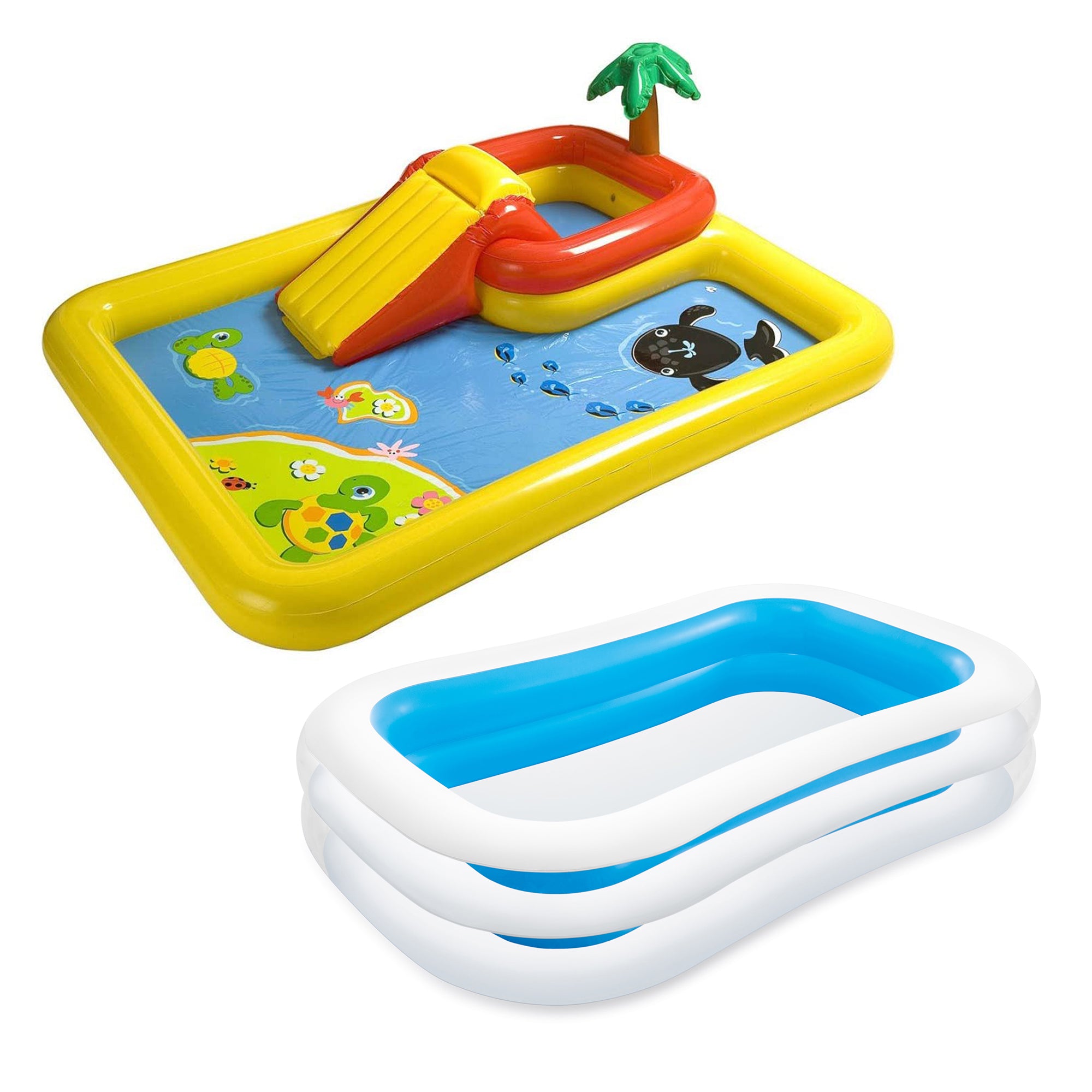 Intex 100x77 Inch Inflatable Ocean Play Center & 8.5x5.75 Inch Pool for 2-3 Kids - VMInnovations