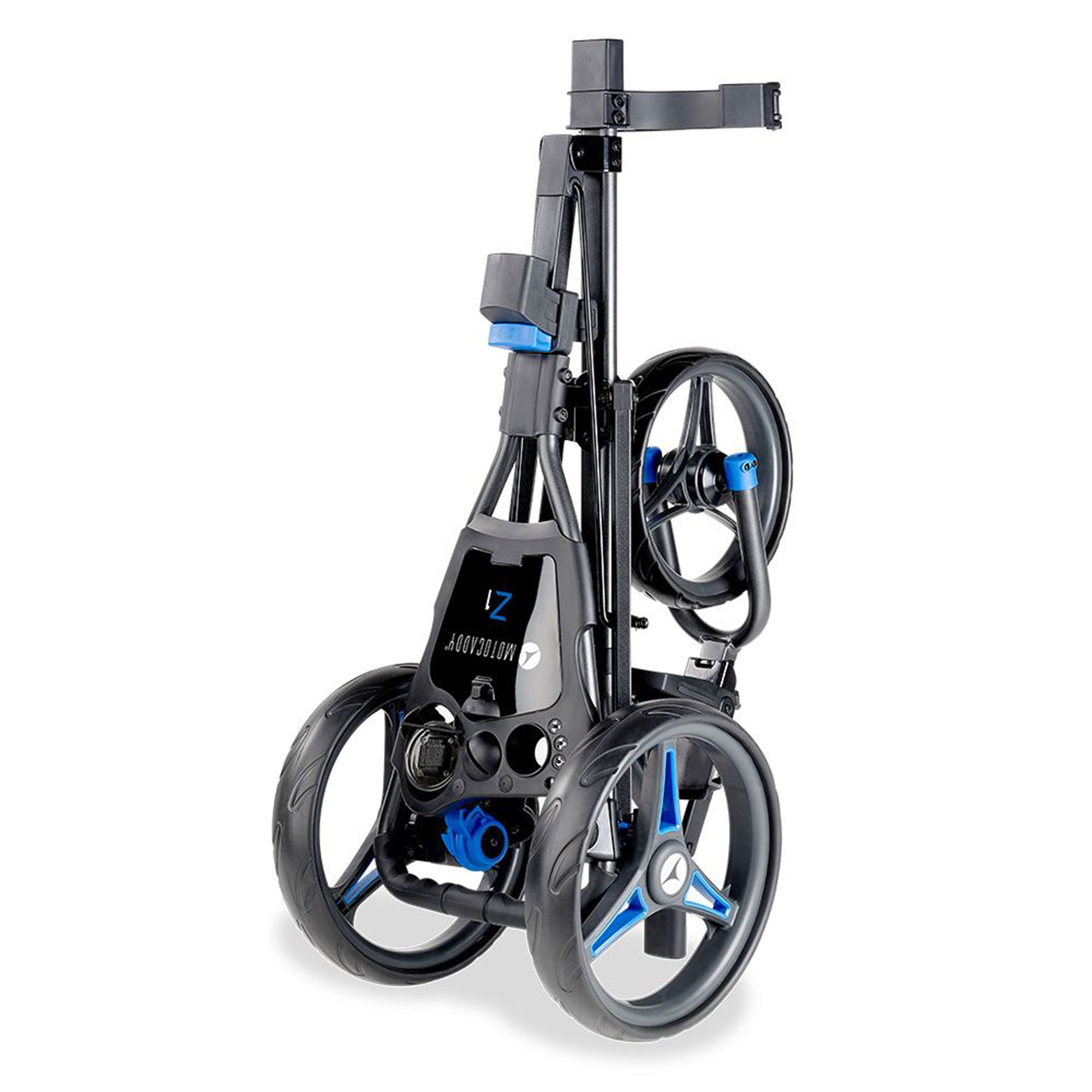 Motocaddy Z1 Foldable Lightweight Easy-Run 3 Wheel Golf Caddy Push Cart, Blue