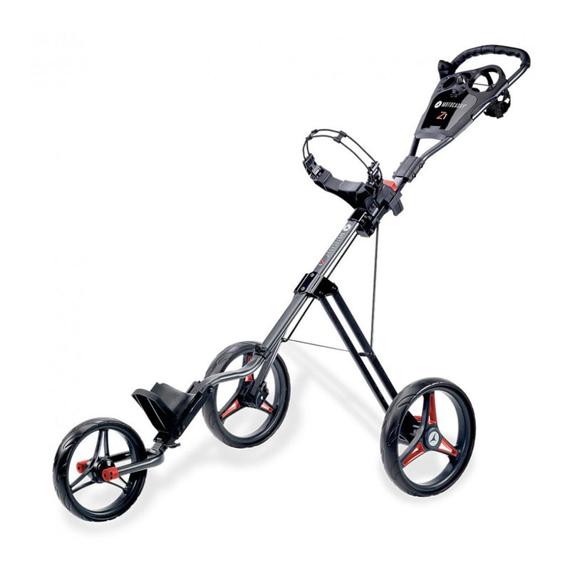 Motocaddy Z1 Foldable Lightweight Easy-Run 3 Wheel Golf Caddy Push Cart, Red