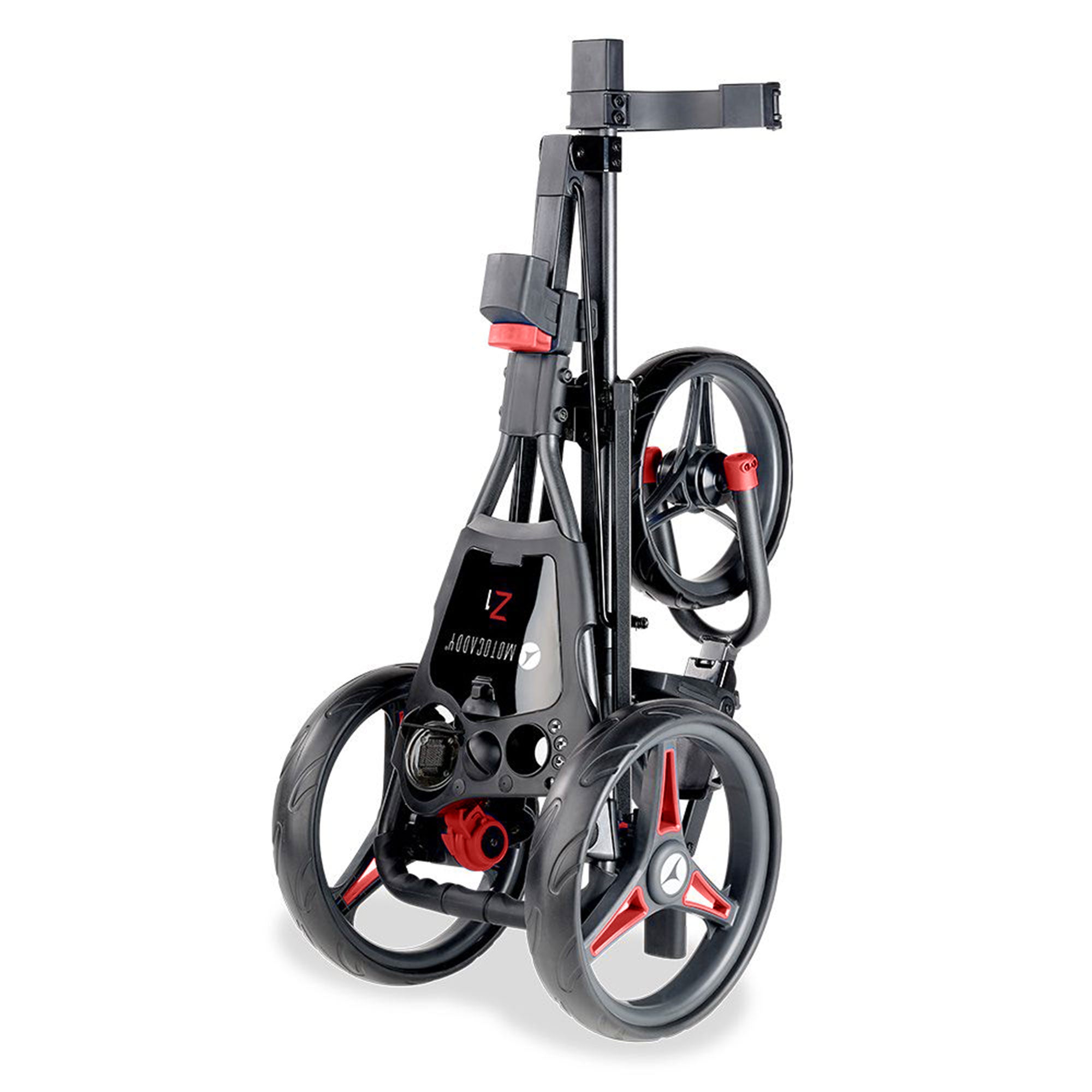 Motocaddy Z1 Foldable Lightweight Easy-Run 3 Wheel Golf Caddy Push Cart, Red