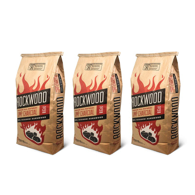 Rockwood All Natural Hardwood Grill or Smoker Lump Charcoal Mix, 20 Lbs (3 Pack)