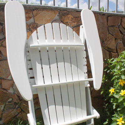 Northbeam Outdoor Portable Foldable Wooden Deck Chair (2 Pack) with Table, White