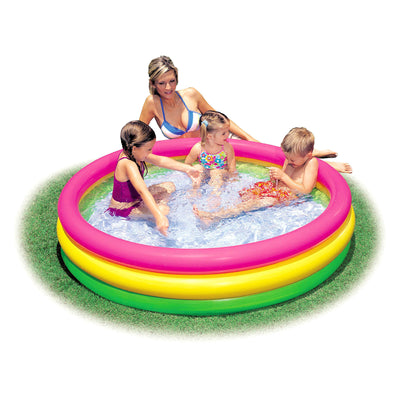 Intex 58x13" Inflatable Sunset Pool and 221" Racing Water Slide w/ 2 Surf Riders - VMInnovations