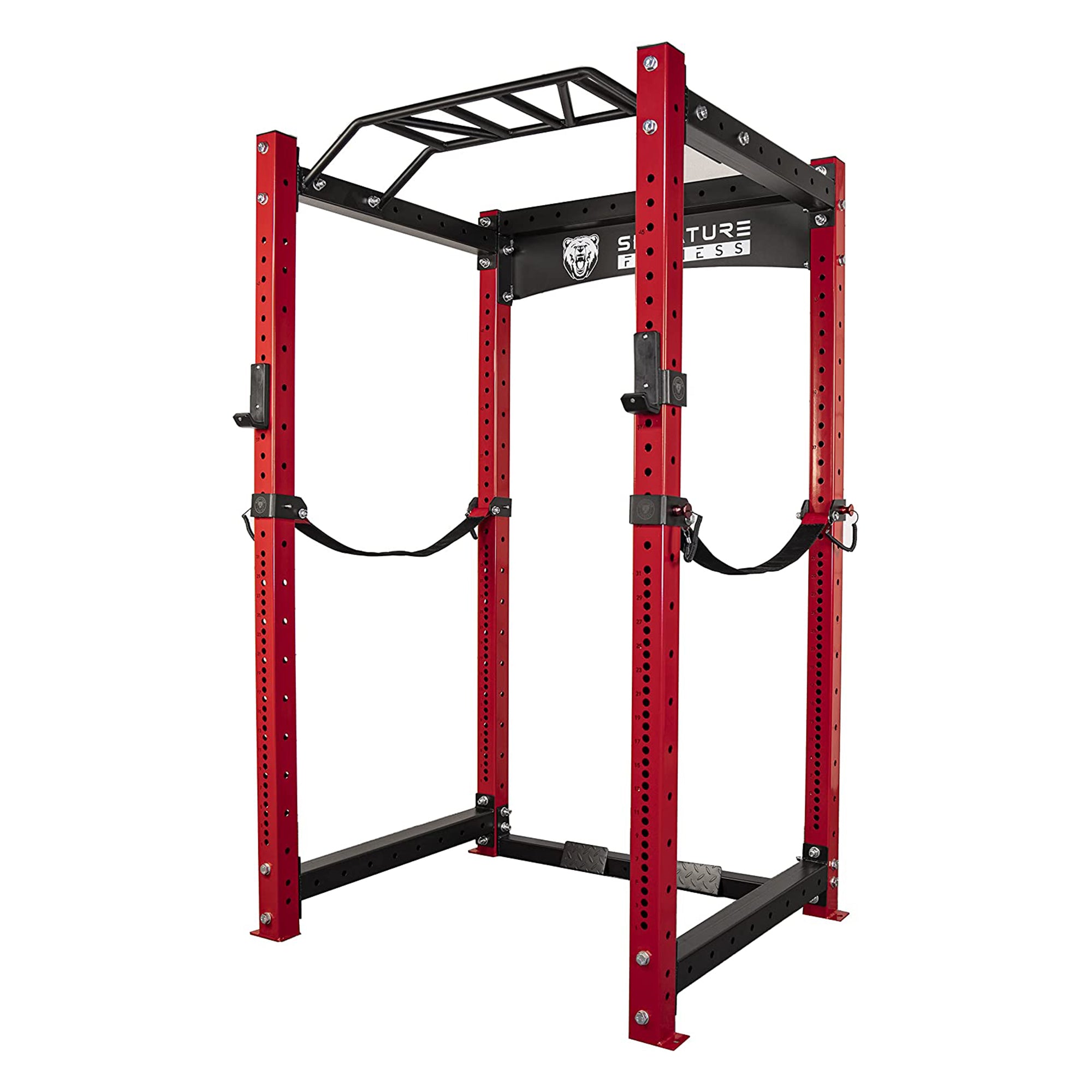 Signature Fitness SF-3 1,500 Pound Capacity 3" x 3" Power Cage Squat Rack, Red