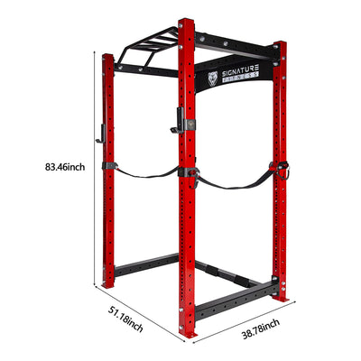 Signature Fitness SF-3 1,500 Pound Capacity 3" x 3" Power Cage Squat Rack, Red