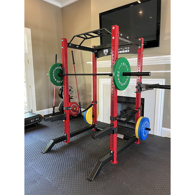 Signature Fitness SF-3 1,500 Pound Capacity 3" x 3" Power Cage Squat Rack, Red