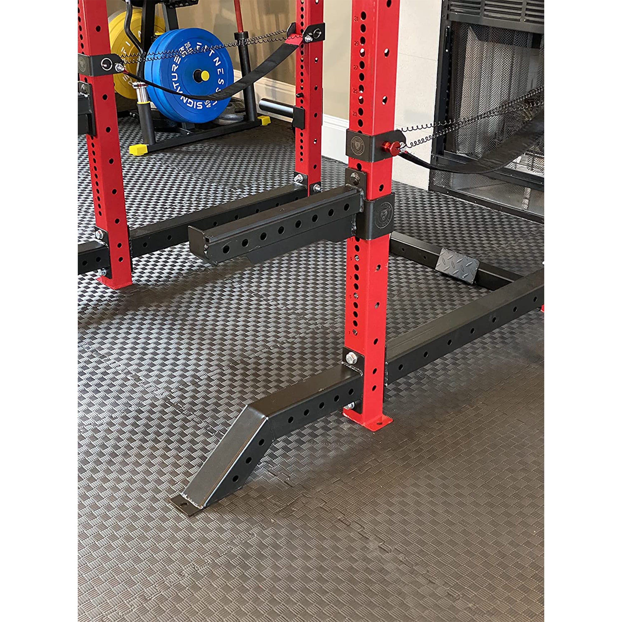 Signature Fitness SF-3 1,500 Pound Capacity 3" x 3" Power Cage Squat Rack, Red
