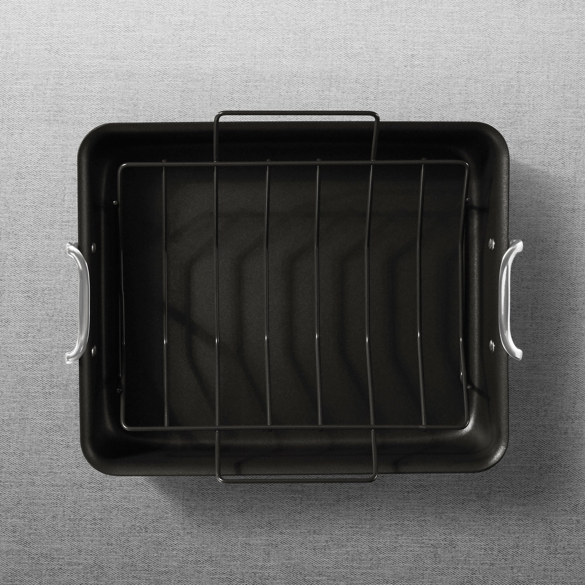 Calphalon 16 Inch Medium Gauge Contemporary Nonstick Roaster Pan w/ Rack, Black