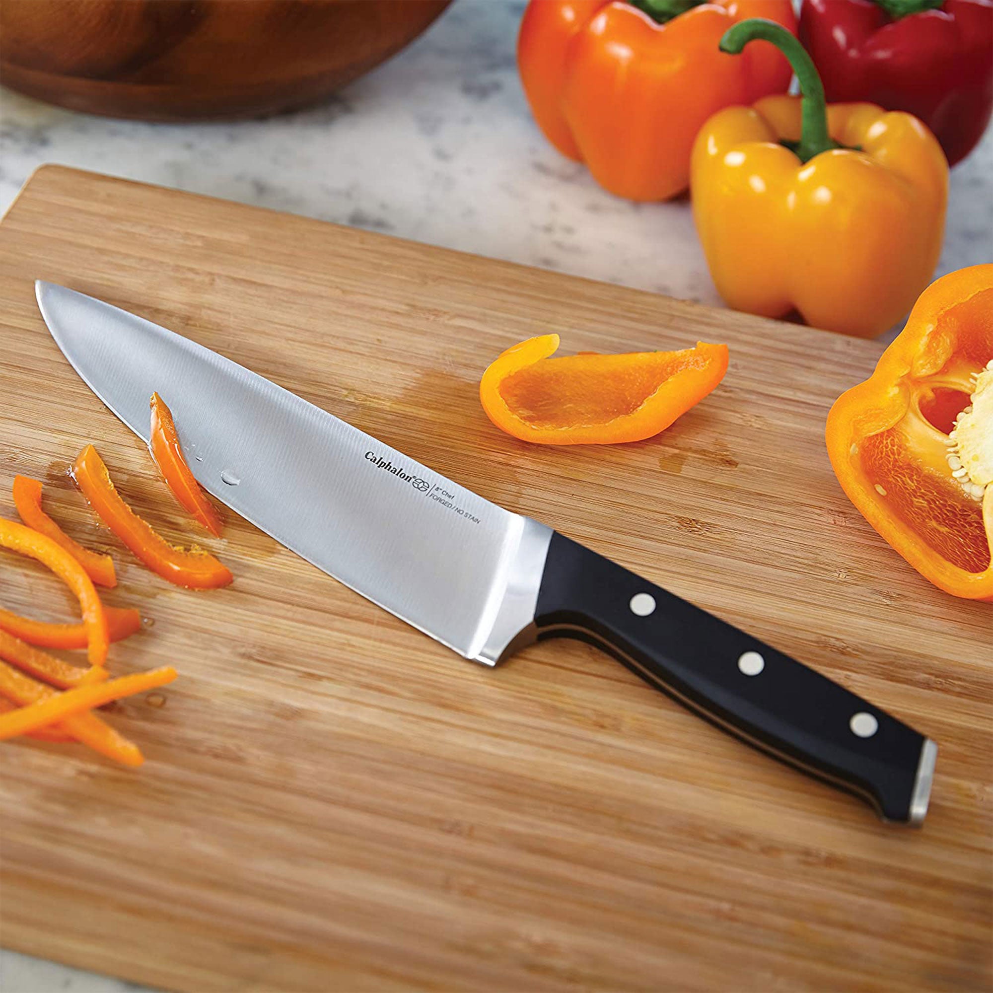 Calphalon 321 12-Piece Cutlery Knife Block Set + 2pc 8 & 10 Inch Frying Pan Set - VMInnovations