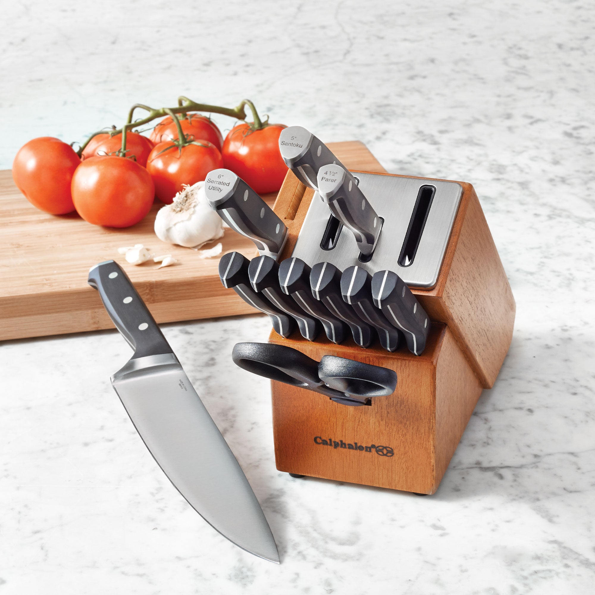 Mr. Coffee Easy Measure Coffee Maker, Oster Blender, and Calphalon 12 Knife Set