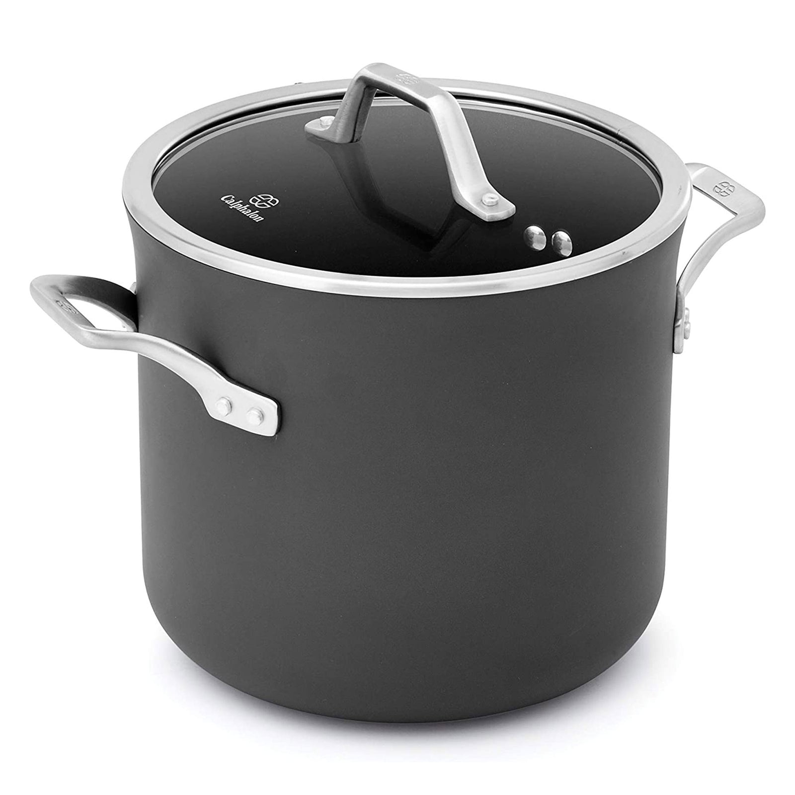 Calphalon Premier Hard Anodized Nonstick 8 Quart Stockpot with Glass Lid, Black - VMInnovations