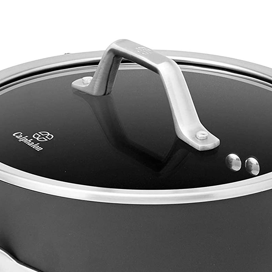 Calphalon Premier Hard Anodized Nonstick 8 Quart Stockpot with Glass Lid, Black