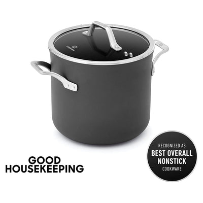 Calphalon Premier Hard Anodized Nonstick 8 Quart Stockpot with Glass Lid, Black - VMInnovations