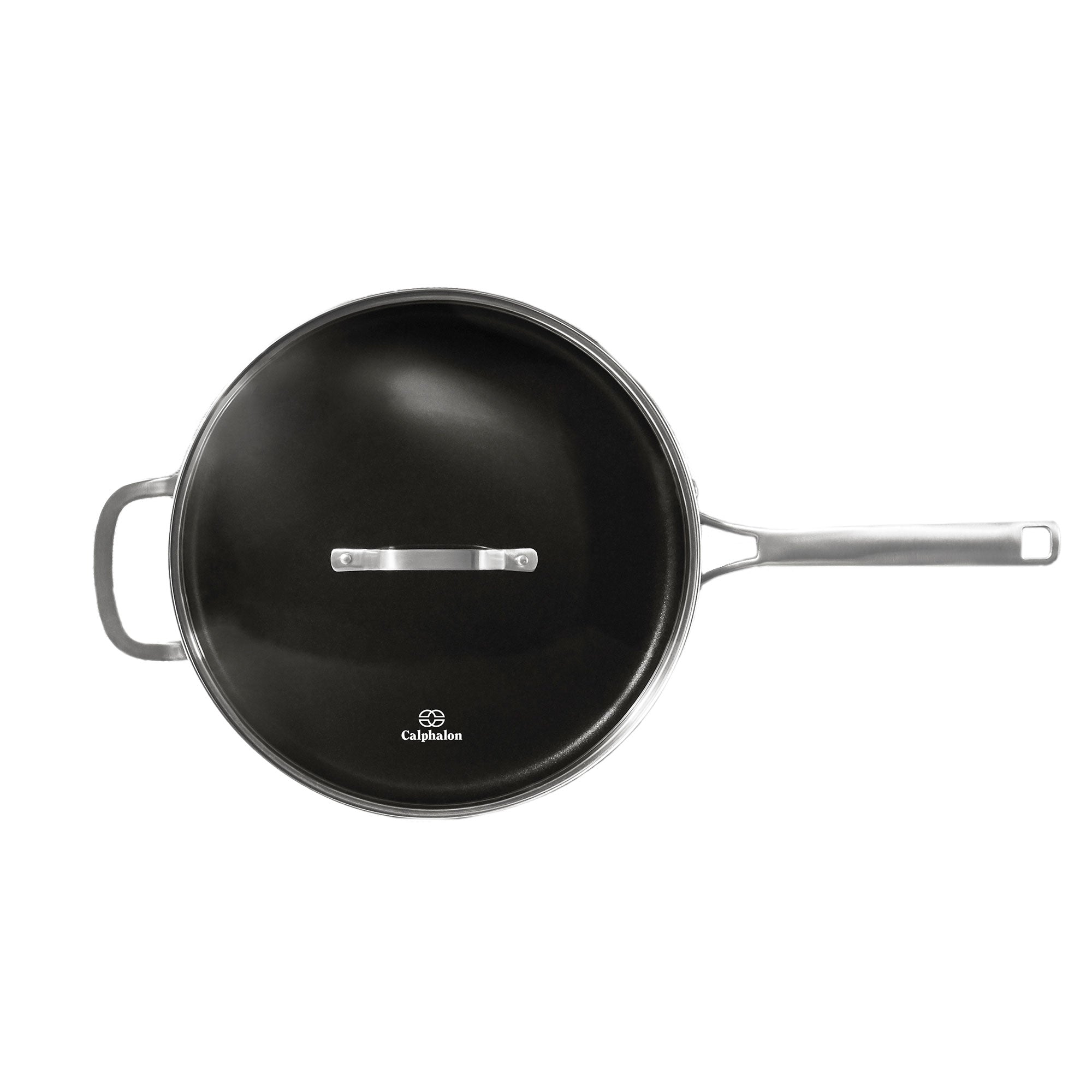 Calphalon 5 Quart Easy System Nonstick Aluminum Saute Pan W/ Cover, Silver/Gray - VMInnovations