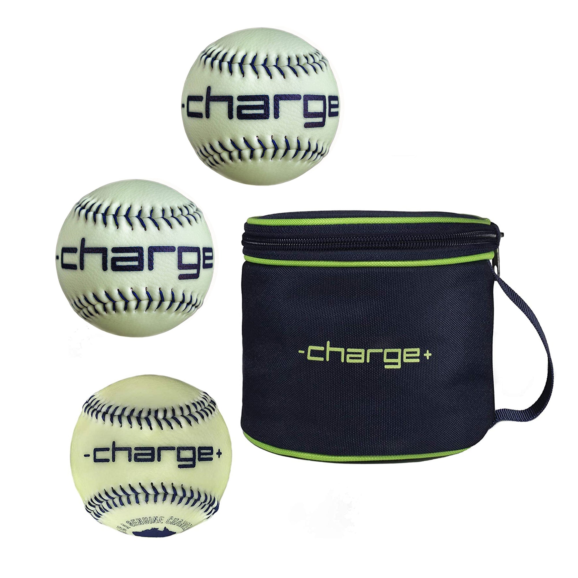 Chargeball Glow in the Dark Baseball PRO Kit w/ Charging Carry Bag & 2 Softballs - VMInnovations