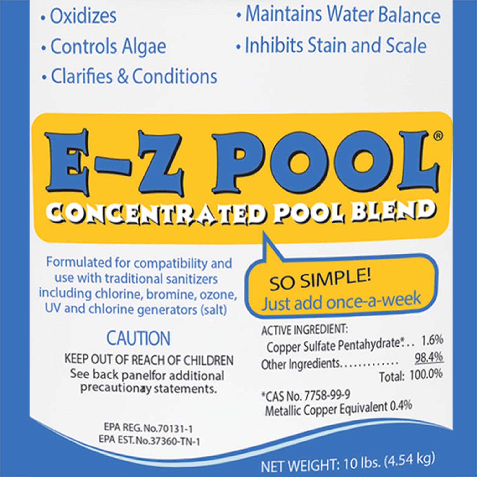 E-Z Pool Weekly All in 1 Concentrated Pool Care Solution Blend Bucket (2 Pack)